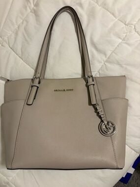 Michael Kors Saffiano Leather Tote with MK Logo Charm